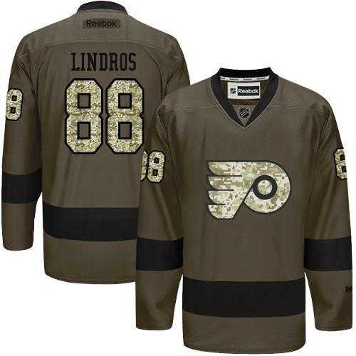 Glued Philadelphia Flyers #88 Eric Lindros Green Salute to Service NHL Jersey